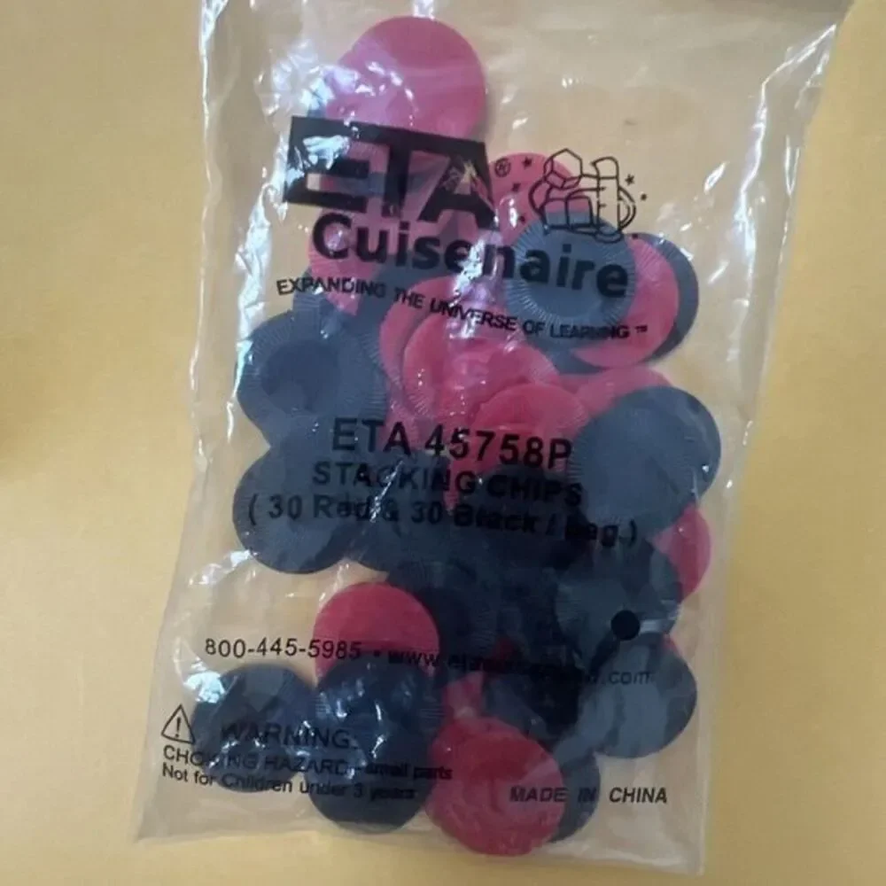 ETA Cuisenaire Stacking Chips 2- Color Counters  Teacher Resources Red Black EUC